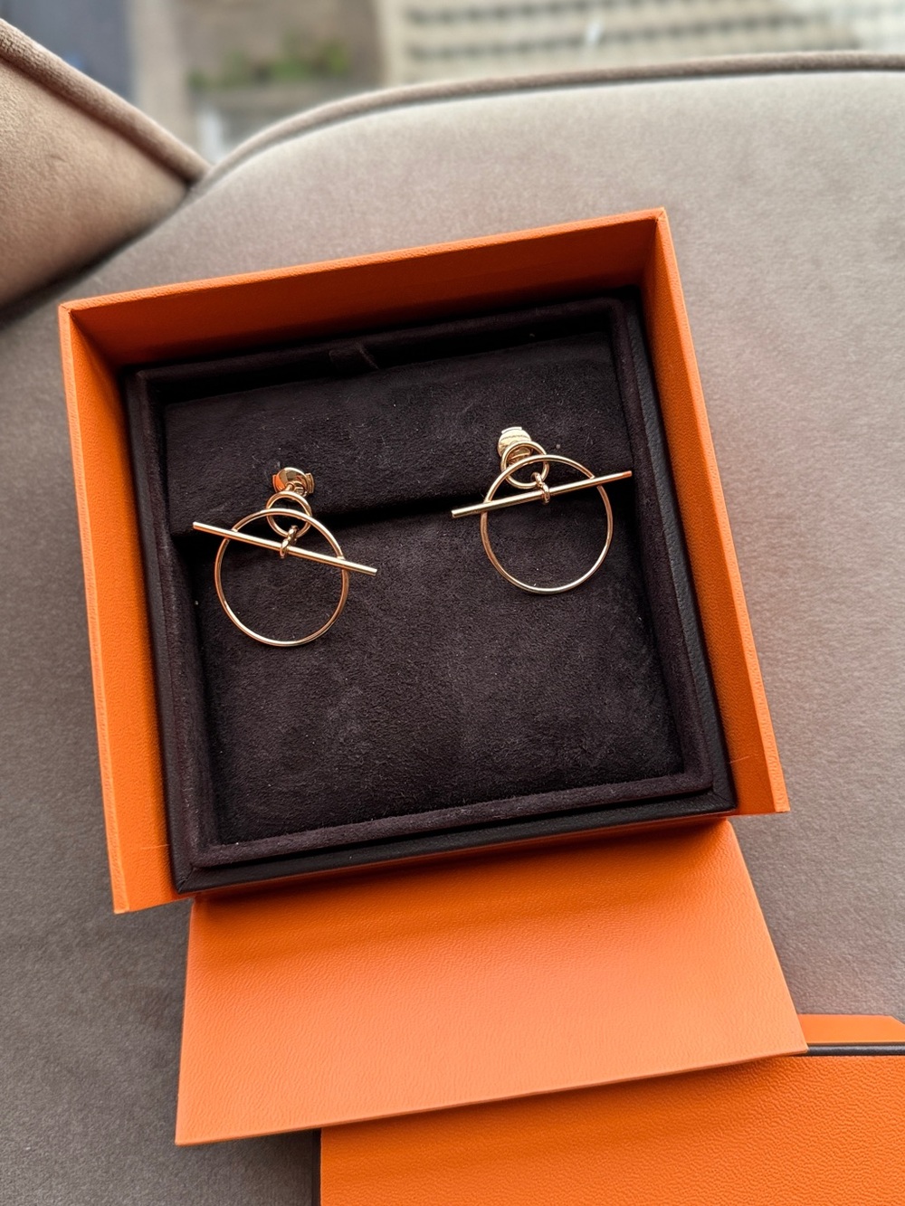 Hermes rose gold loop Earrings